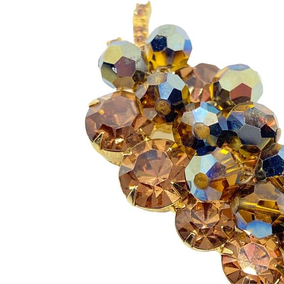 Juliana Leaf Brooch D&E DeLizza and Elster Topaz Brown, aurora borealis cha cha - Picture 11 of 16